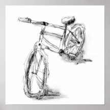 Cute Artistic Bike Drawing Print