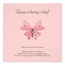 Cute as a Bug · Pink & Brown Butterfly Invites