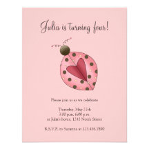 Cute as a Bug · Pink & Brown Ladybug Custom Invites