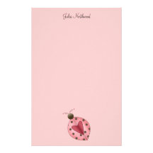 Cute as a Bug · Pink & Brown Ladybug Stationery Paper