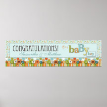 Cute as a Button Baby Shower Banner Poster