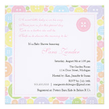 Cute as a Button Girl Baby Shower Invitation