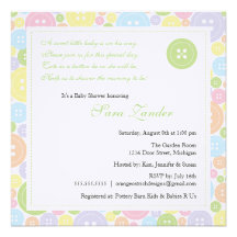 Cute as a Button Neutral Baby Shower Invitation