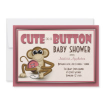 Cute as a Button Pink Baby Shower Invitation