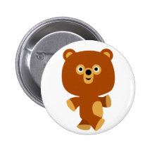Cute Assertive Cartoon Bear Button Badge