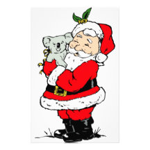 Cute Australian Christmas Santa with koala Personalized Stationery