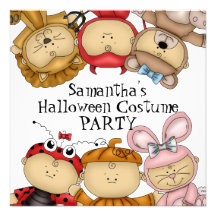 Cute Babies Halloween Costume Party Announcements