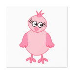 Cute Baby Bird, Pink. Gallery Wrapped Canvas