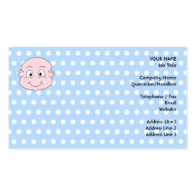 Cute Baby Boy, on blue polka dot pattern. Business Card