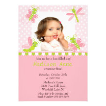Cute Baby Bugs Photo Birthday Invitation