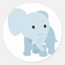 Cute Baby Elephant Round Stickers