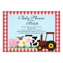 Cute Baby Farm Animals Baby Shower Invitation