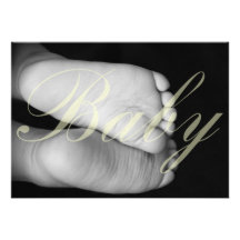 Cute Baby Feet  Unisex Yellow Baby Invites
