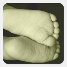 Cute Baby Feet  Unisex Yellow Baby Square Stickers
