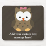 Cute Baby Girl Owl with Pink Bow Mousepad