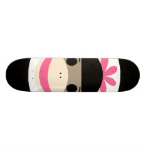 Cute Baby Girl Sock Monkey Black Pink Stripes Custom Skateboard