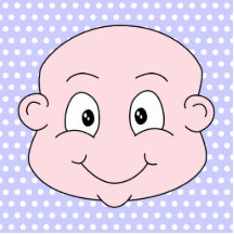 Cute Baby, on lilac polka dot pattern. Cut Out