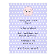 Cute Baby, on lilac polka dot pattern. Personalized Announcements