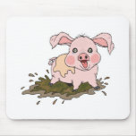 cute baby pig in mud mouse mat