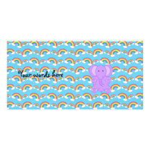 Cute baby purple elephant picture card