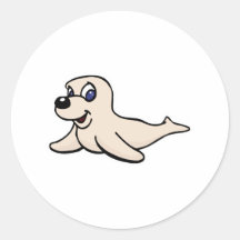 cute baby seal pup round stickers