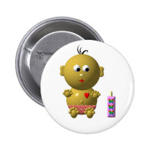 Cute baby with heart! pinback buttons