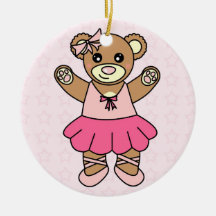 Cute Ballerina Dancing Teddy Bear - Pink Custom Ornaments