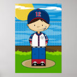 Cute Baseball Player Poster