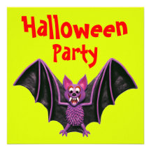 Cute Bat Halloween Invitation