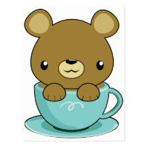 Cute Bear in Teacup (Brown Bear Type) Postcards