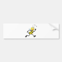 Cute Bee Cartoon Running Jogging Walking Shirt Bumper Sticker