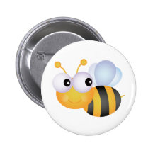 Cute Bee Pinback Buttons