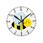 Cute Bee Round Wall Clock