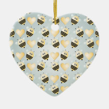 Cute Bees Honey Hearts Ornament