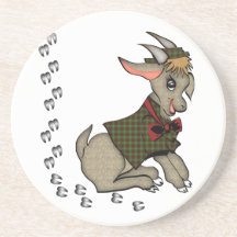 Cute Billy Goat with Bowtie Coaster
