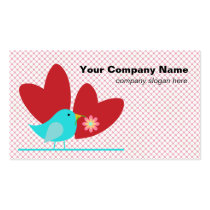 Cute Bird and Hearts Custom Business Cards business cards