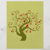 Cute Bird Swirl Tree Gifts and Invitations Custom Flyer