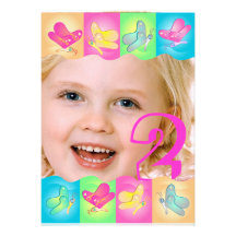 Cute birthday photo invitation with vibrant colour