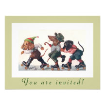 Cute Birthday Skating Party Funny Animals Personalised Announcements