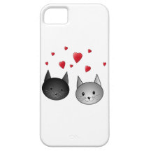 Cute Black and Grey Cats, with Hearts.