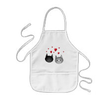 Cute Black and Grey Cats, with Hearts. Apron