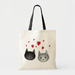 Cute Black and Grey Cats, with Hearts. Bag
