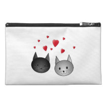 Cute Black and Grey Cats, with Hearts. Travel Accessories Bag