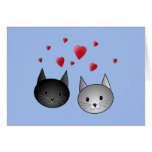 Cute Black and Grey Cats, with Hearts. Cards