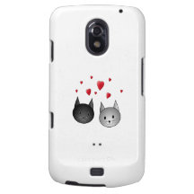 Cute Black and Grey Cats, with Hearts. Galaxy Nexus Cover
