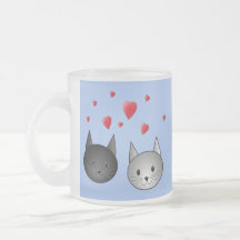 Cute Black and Grey Cats, with Hearts. Coffee Mug