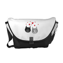 Cute Black and Grey Cats, with Hearts. Commuter Bag