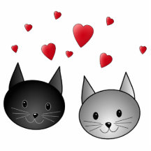 Cute Black and Grey Cats, with Hearts. Acrylic Cut Out