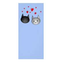 Cute Black and Grey Cats, with Hearts. Personalized Rack Card