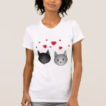 Cute Black and Grey Cats, with Hearts. Shirt